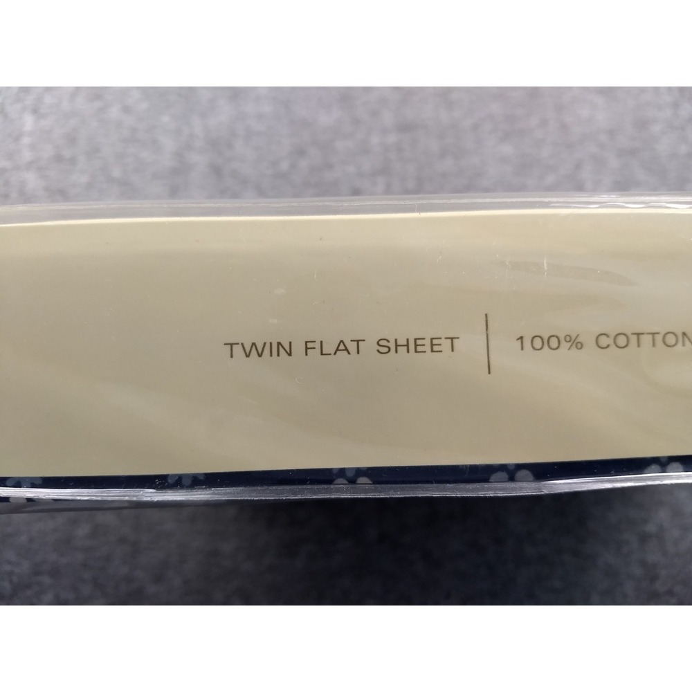 Ralph Lauren Cote D'Azur Twin Flat Sheet Indigo Floral Cotton 350TC Italy NEW - Picture 10 of 13